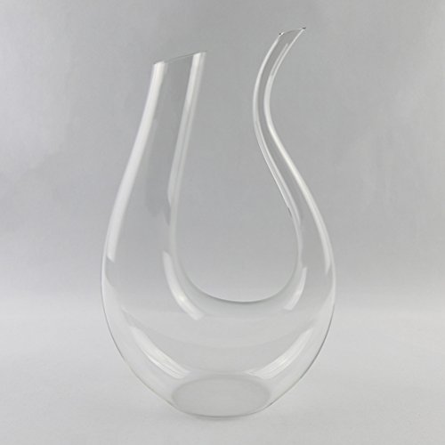 BESTonZON Wine Decanter Beluchter U-vorm loodvrij kristalglas wijn karaf glazen fles klasse B 1500 ml (handgemaakt… - Afbeelding 5