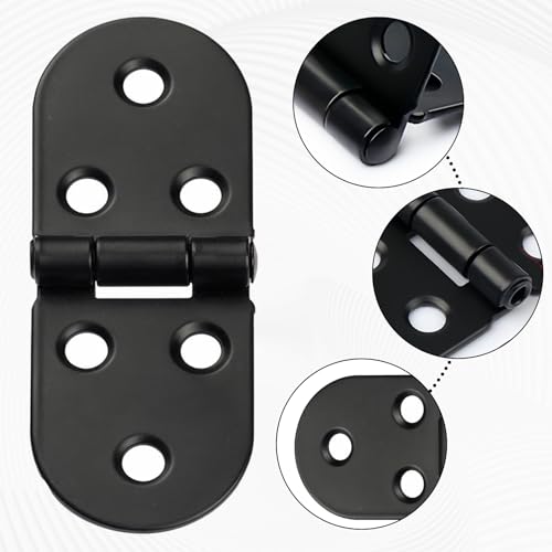 4PCS Hinges Folding Flap Hinges, Flip Hinges Round Edge, 180 Degree Door Hinge with Screws, Hinges for Wood Cabinet Hinge for Folding Table Cabinet Wooden Box Furniture Drawer (White) - Image 3