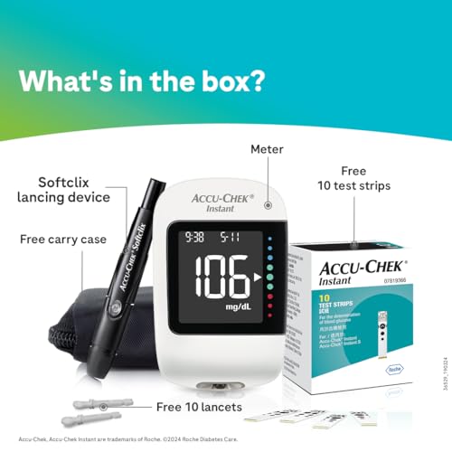 Accu-Chek Instant Blood Glucose Glucometer (with Bluetooth) with Vial of 10 Strips, 10 Lancets and a Lancing Device FREE for Accurate Blood Sugar Testing - Image 6