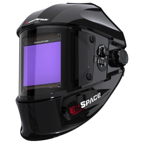 Image of ARCCAPTAIN 3.94"X3.66" Welding Helmet Auto Darkening, 1/1/1/1 Top Optical Clarity Large Viewing Screen Solar Power Welding Hood with 4 Arc Sensor, Wide Shade 4-5/5-9/9-13 for TIG MIG ARC Welding CUT