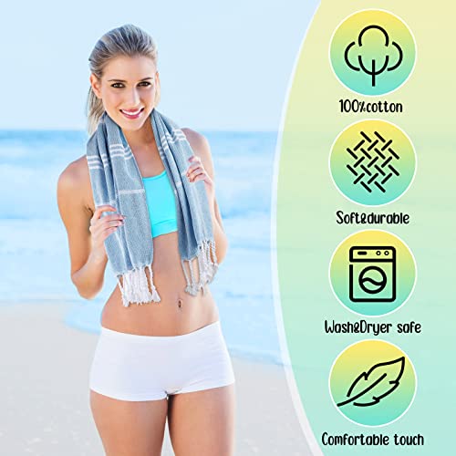 Preboun 20 Pack Turkish Beach Towels, Cotton Turkish Bath Towels Beach Towels Lightweight Quick Dry Turkish Hand Towels Multi Color Turkish Towel For Face, Hair, Gym, Yoga, Tea, Kitchen 16 X 40 Inch #TOP2
