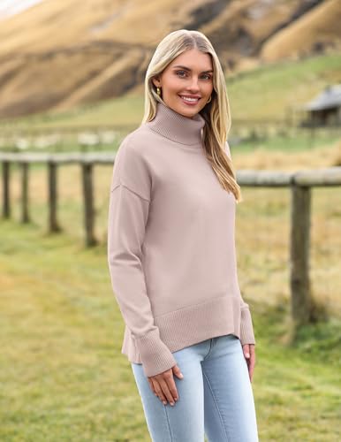 Image of Zeagoo Women's Turtleneck Sweater 2026 Fall Winter Chunky Knitted Pullover | High Low Hem Trendy Basic Jumper Top, Long Sleeve Casual Knit Pullover 2026, Fall Fashion Outfits, Winter Clothing for Women