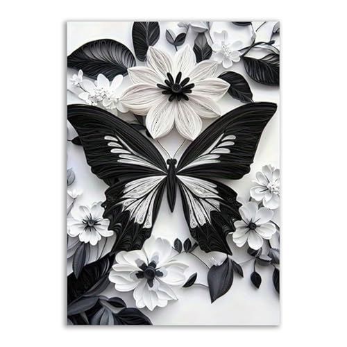 Cuadros de mariposa blanca y negra para decoración de salón moderno y baño, póster de 40x60cm