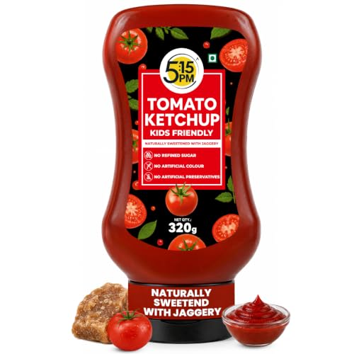 Image of 5:15 PM Tomato Ketchup - 320g | Tomato Sauce made With Fresh Tomatoes & Jaggery | No Refined Sugar | No Artificial Colour or Preservatives | Delicious Everyday Dip & Spread