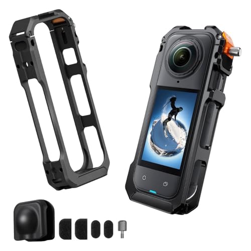 Image of Yantralay Aluminum Frame Cage for Insta 360 X5 Camera, Aircraft-Grade Alloy Protective Housing with Cold Shoe Mount, 1 /4 Thread & Lens Cap Kit