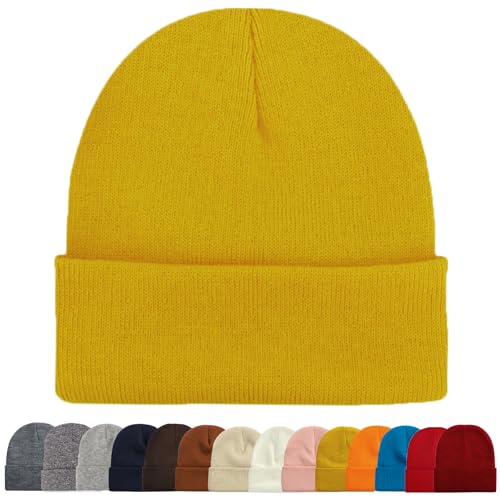 Image of ZOORON 1&2 Packs Beanie for Men Women Men's Beanie Hat Acrylic Knit Cuff Beanie Cap Slouchy Knit Skull Cap Warm Winter hat