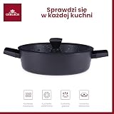 Gerlach Granitex Garnek Z Powłoką Ceramiczną Garnki z Pokrywką Indukcja Elektryczne Gazowe Ceramiczne Kuchenki Czarny 28 cm 4,4L