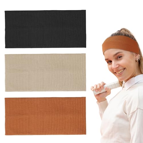 Stirnband Damen 3 Stück Haarbänder Elastisch Headband Sport Breites Haarband Sommer Breites Haarband Anti-Rutsch Stirnband Damen für Kosmetik Wandern Workout Yoga Laufen(Schwarz, Karamell, Khaki) Stirnband Damen 3 Stück Haarbänder Elastisch Headband Sport Breites Haarband Sommer Breites Haarband Anti-Rutsch Stirnband Damen für Kosmetik Wandern Workout Yoga Laufen(Schwarz, Karamell, Khaki)