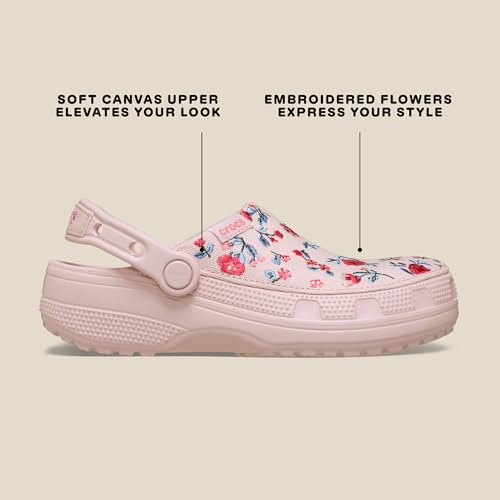 Image of Crocs Unisex-Adult Classic Crafted Canvas Clogs for Men and Women, Floral Cotton Candy, 15 Women /13 Men