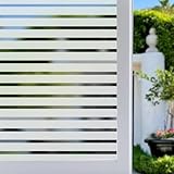 Bloss Window Film Striped Window Decal Non-Adhesive Privacy Film, Vinyl Glass Film Window Tint for Home Kitchen and Office (17.7' x 78.7',1 Roll)