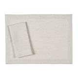 Huddleson Natural Undyed Flax Color Pure Italian Linen Placemat 15x20 (Set of Four) Luxury Made in...