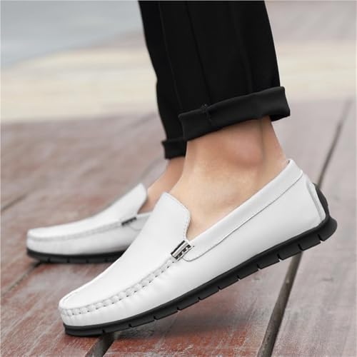 Loafers Shoes for Men Round Toe Lightweight Leather Comfortable Flat Heel Anti-Slip Fashion Wedding Slip On4