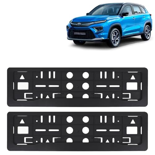 Image of KINGSWAY Urban Cruiser Hyryder Car Number Plate Frames for All 2022 Onwards Models of Toyota Car Registration Plate Holders, Black Licence Plate Covers (Front and Rear), Universal Size 51.5 x 14.5 cm