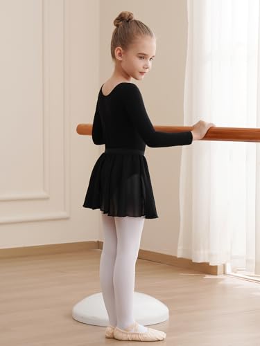 Image of WEGETIT Leotards for Girls Long Sleeve Ballet Dress Toddler Dance Leotard with Skirt Kids Gymnastics Outfits Tutu Dress