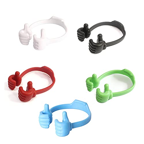 5Pcs Phone Holder Thumbs Up Phone Stand Portable Adjustable Flexible Silicone Mobile Phone Holder Novelty Fun Lazy Phone Holder for Office Home Desk (Mixed color)