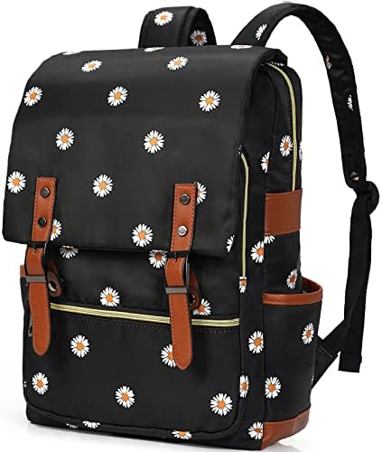 Malaxlx Daisy Flower Print School Backpack for Teen Girls Boys, College Bookbags Student School Bag Laptop Backpack for Womens