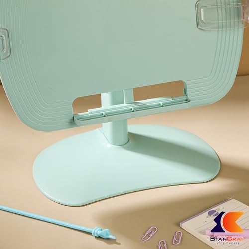 Image of 1 Compartment Portable Adjustable Tablet Holder with Folding Hands Rotatable Book Stand Holder for Reading - Ideal for Cookbooks, Sheet Music, and More - Textbook Holder Organizer (Green)