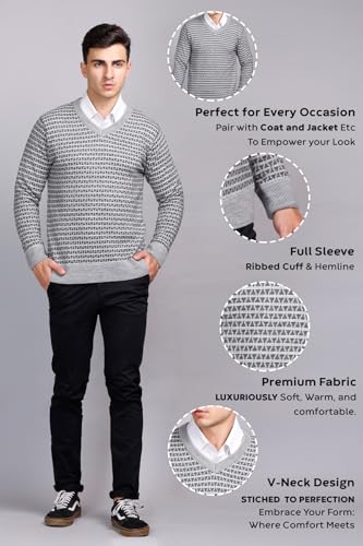 Image of GODFREY V Neck Full Sleeve Sweater for Man Winter Pullover