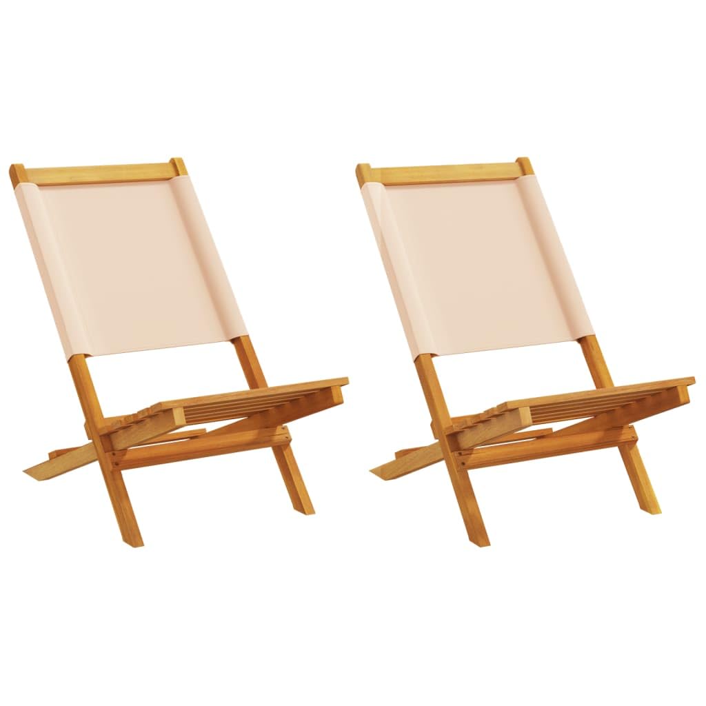 vidaXL Sillas de jardín 2 uds Madera Maciza Acacia y Tela Beige, Asiento de jardín, Asientos al Aire Libre, Silla de Exterior, Asientos de jardín