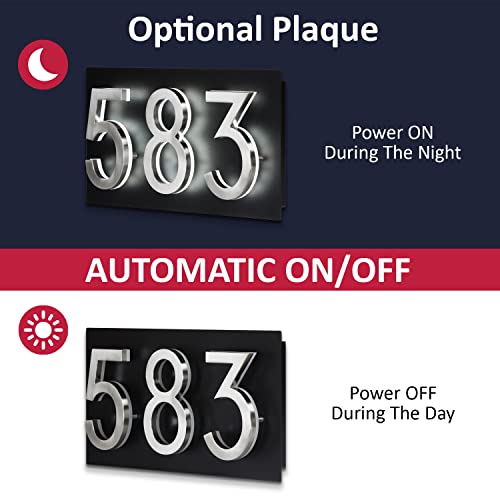 Backlit Illuminated Led House Numbers 5" - Satin Nickel - Address Signs Lighted Plaque - Outdoor/Indoor - Modern - Low-Voltage Or 120V - Weatherproof And Corrosion Resistant – Day & Night (#4) #TOP6