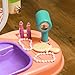 Qaba Kids Vanity Set, Toddler Makeup Table with Faucet, Mirror, LED Light, Music, 23 Accessories, Pretend Play Set for Girls 3-6 Years, Purple