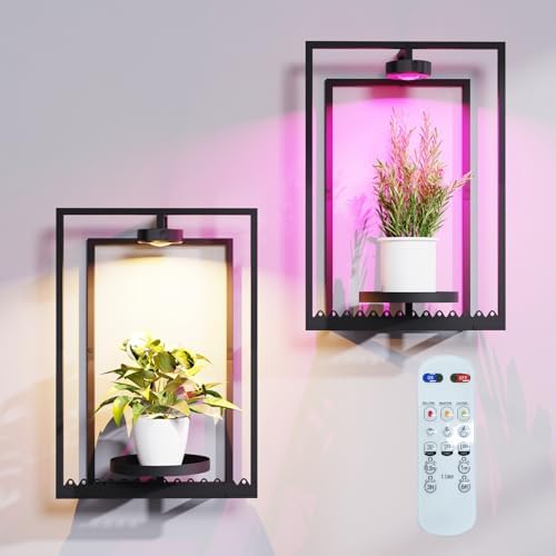 Grow Light Frame Shelf - 5 Surprising Picks You Didn't Expect 4 Picture Frame Wall Planters, Indoor Plants Holders with Remote Grow Lights, Picture Frame Shelves Hanging Planters, Window Plant Shelves for Living Room, 2 Pack