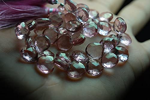 Quartz mystique rose haut de gamme en briolette cœur de 10mm pour joaillerie