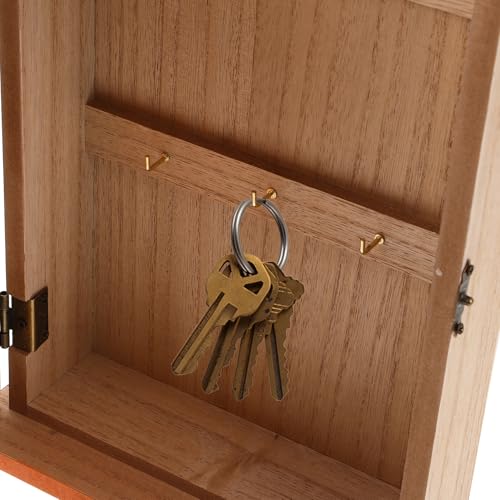 Caja organizadora de llaves con ganchos de madera para evitar extravíos 4