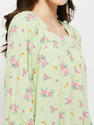 Image of Max Women's Rayon Floral Printed Three-Quarter Sleeves Casual Regular Fit Top