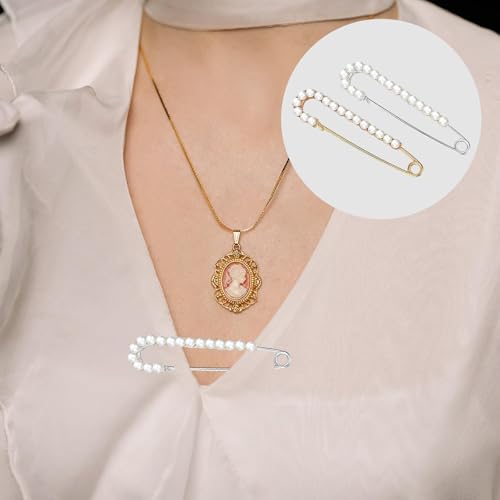 12 PCS Sweater Shawl Clips Retro Sweater Shawl Clips Faux Crystal Pearl Brooch Pins for Women Girls Costume Accessory4