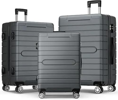 3-piece spinner luggage set lightweight 20/24/28 inch abs hard shell suitcases with tsa lock