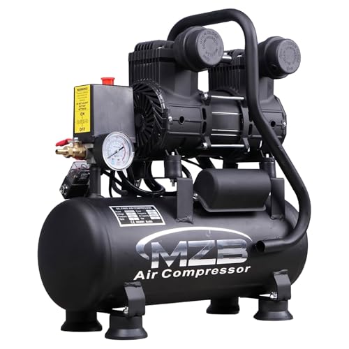 MZB 2.4 Gallon Ultra Quiet Air Compressor 110V/60Hz 1.2HP 5.65CFM, MAX 115PSI Steel Tanks Oil-Free...