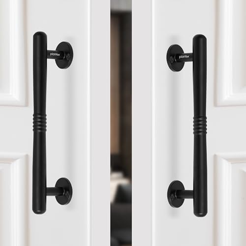 Image of Plantex 8 Inch Pull-Push Door Handle /Stainless Steel Main Door Handle /3 Years Warranty Pack of 2 (S-142, Black)