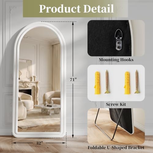 Image of Koonmi 71 inchx32 inch Arched Full Length Mirror, Floor Mirror with Stand