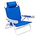 SUNNYFEEL Chaise de plage pliante 5 positions en aluminium renforcé - Chaise de camping et de voyage - Bleu marine
