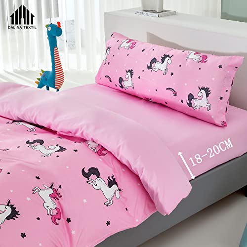 Miniatura 3 de Juego De Funda Nórdica Infantil Para Cama 90 Cm De 3 Piezas - Funda Nórdica 150x220cm Con 1 Fundas De Almohada Y Bajera Ajustable,Patrón Unicornio De Poliéster Muy Suave Y Transpirable