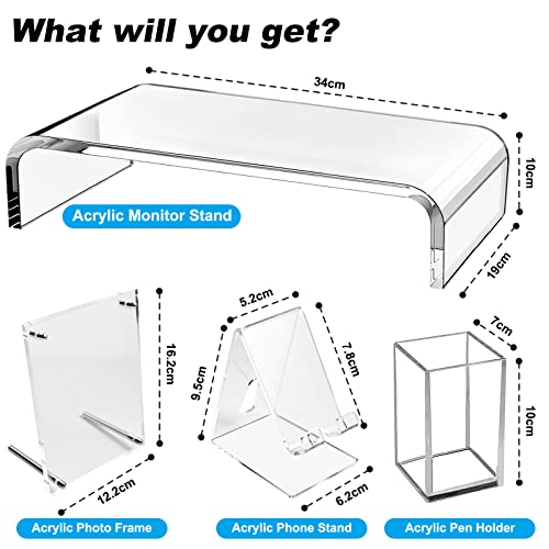 image for Aowutus Acrylic Monitor Stand - Monitor Stand for Desk, Acrylic Monito