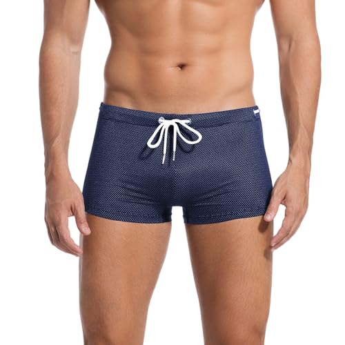Donason Herren Badehose Schnelltrocknend Kurz Schwimmhose Eng Atmungsaktiv Sommer Badeshorts für Männer Elastisch Kurze Hose mit Tunnelzug und Weiches Vorderfutter