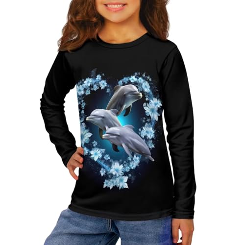 Image of Girls Basic Tee Shirts Outdoor Long Sleeve Shirt Winter Clothes Size 3-16 Top Fall Clothes Gift for Holiday