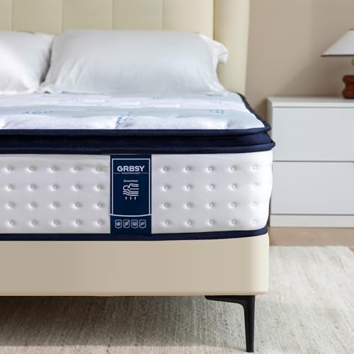 Grbsy Colchón, Colchón Híbrido con Muelles Ensacados de 7 Zonas de Soporte y Espuma Viscoelástica – Confort Ergonómico y Aislamiento de Movimiento, con Oeko-Tex y CertiPUR-US, 90x190x30.5cm