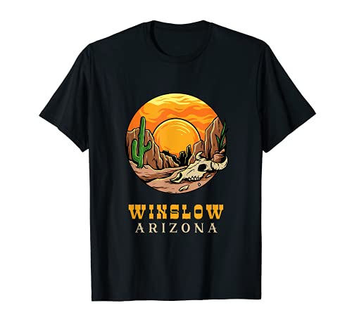Winslow Arizona Retro Cactus y Sol Camiseta