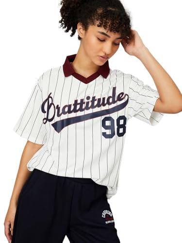 Max Women's Half Sleeves Typographic Oversized Sports Polo T-Shir...