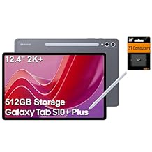 Samsung Galaxy Tab S10+ Plus, 12.4" AMOLED 2X 120Hz, 512GB Storage 256GB+256GB SD Card, Lightweight Android Tablet, Galaxy S Pen, AI Tools, 2K+ Touchscreen, 12GB RAM, 16-Hr Battery Life, SM-X820