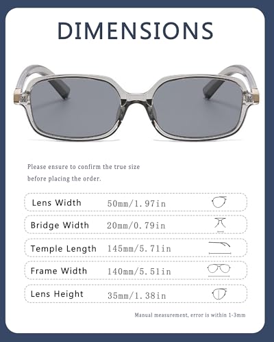 Image of Retro Rectangular Sunglasses for Women Men 90s Trendy Square Sun Glasses Small Vintage Sunnies