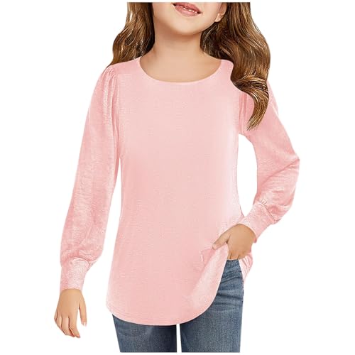Top Palin - Sudadera acogedora para niñas de 4 a 13 años, cuello redondo, manga larga, ropa de regreso a clases, para adolescentes, otoño, invierno, Navidad, A45 rosa, 12 años