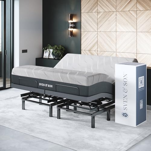 Image of Sven & Son Bliss Adjustable Bed Base-Frame + 14 inch Hybrid Spring Matt (Medium Soft), Head and Foot Lift, Lumbar, Pillow-Tilt, Massage, Under-Bed Lights, USB, Memory, Zero Gravity - King