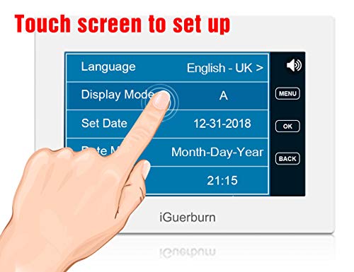 iGuerburn Talking Night Day Clock 8" Large Display with Touchscreen for Dementia Seniors Alzheimer's Elderly Visually Impaired Memory Loss Digital Calendar with Date and Time 8 Alarms Manual Dim