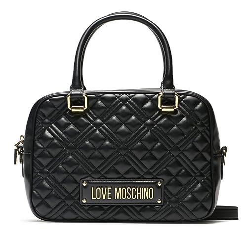 Image of MOSCHINO B24MO103 JC4169 Women's Love Hand/Shoulder Bag Quilted Black, Black Galv Gold, One Size