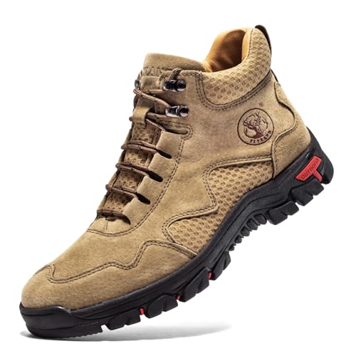 Image of FLYLAND Men's Chukka Boots Casual Leather Shoes Ankle Shoes Non Slip Breathable Comfortable Mid Top for Outdoor Driving Walking