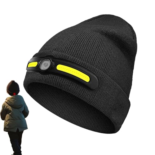 Gorro LED recargable | Gorro de punto LED recargable | Gorro con una luz – para correr, acampar, trabajo, conducir, hombres y mujeres, invierno, clima frío, al aire libre, Navidad, cumpleaños
